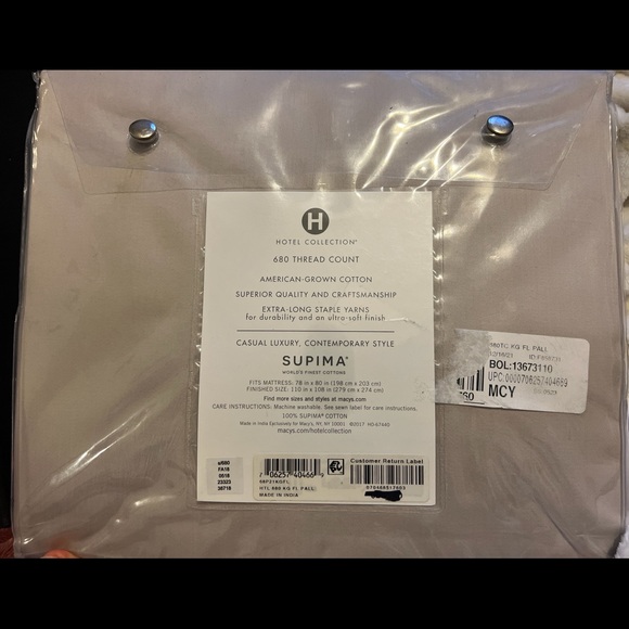 Hotel Collection King Palladium 680 Thread Count Flat Sheet Only - Picture 3 of 3